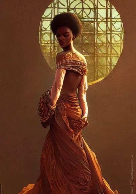 Prompt: african sansa, intricate, elegant, highly detailed, digital painting, artstation, concept art, smooth, sharp focus, illustration, art by artgerm and greg rutkowski and alphonse mucha and william - adolphe bouguereau