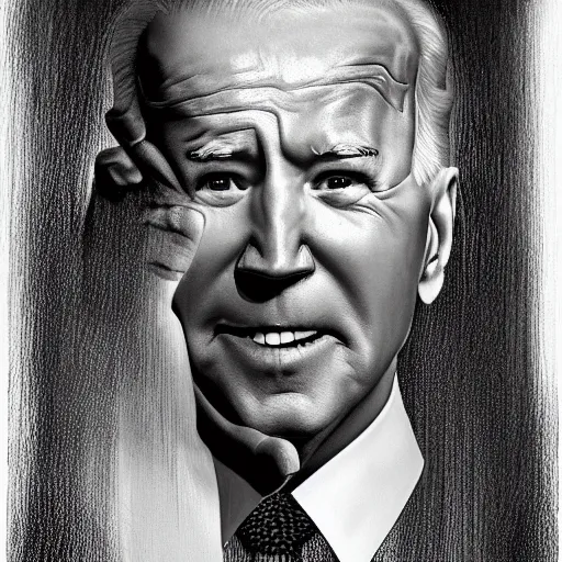 Image similar to a portrait of a joe biden from the beyond, body horror, by gerard brom and ansel adams