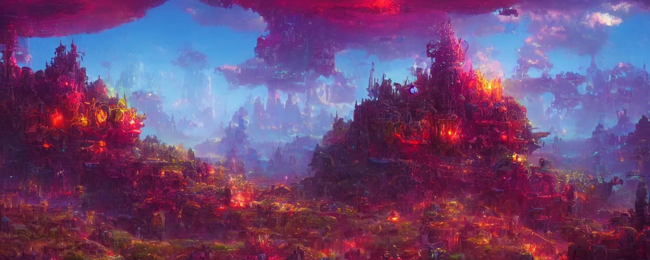 Prompt: ” otherwordly whimsical landscape, [ cinematic, detailed, epic, widescreen, opening, establishing, mattepainting, photorealistic, realistic textures, octane render, art by paul lehr ] ”