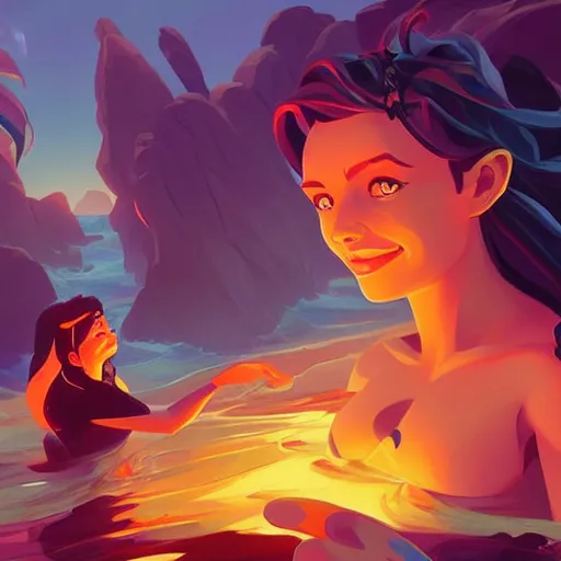 Image similar to painting mermaid treasure on sea of thieves game avatar hero smooth face median photoshop filter cutout vector, behance hd by jesper ejsing, by rhads, makoto shinkai and lois van baarle, ilya kuvshinov, rossdraws global illumination