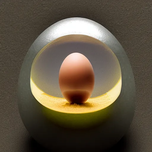 Image similar to photo of a translucent egg with an alien embryo growing inside