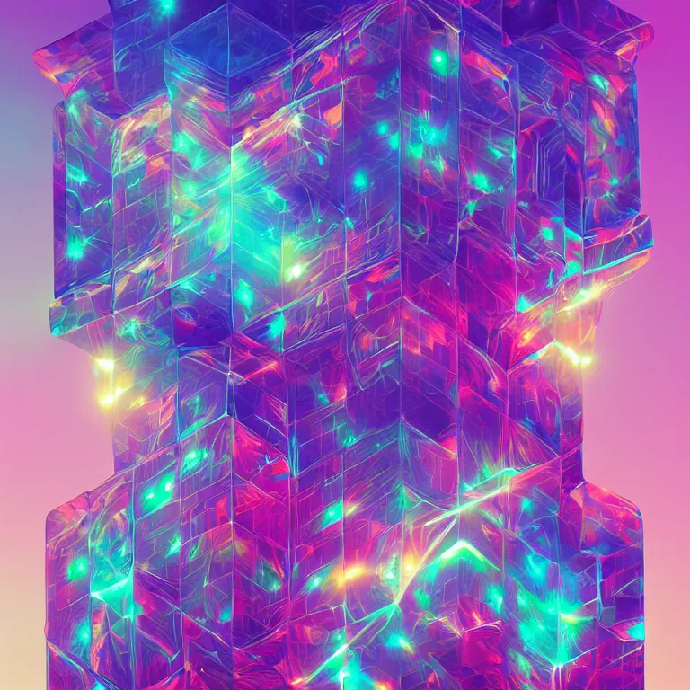 Image similar to album cover design depicting LED infinity cube, by Jonathan Zawada, beeple and jeremiah ketner, digital art