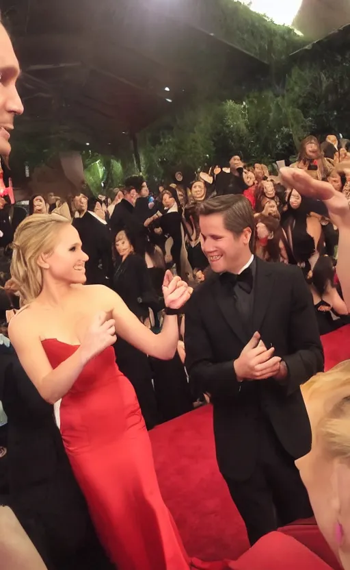 Prompt: gopro footage, first person view photograph i took of my sexy date with kristen bell