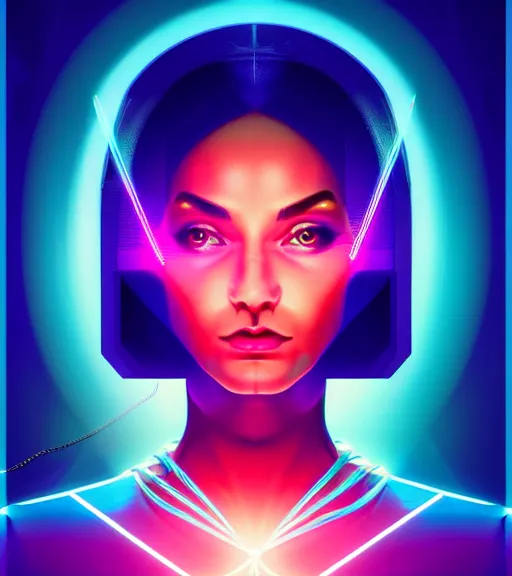 Image similar to symmetry!! latin princess of technology, solid cube of light, hard edges, product render retro - futuristic poster scifi, lasers and neon circuits, beautiful woman latin princess, intricate, elegant, highly detailed, digital painting, artstation, concept art, smooth, sharp focus, illustration, dreamlike, art by artgerm