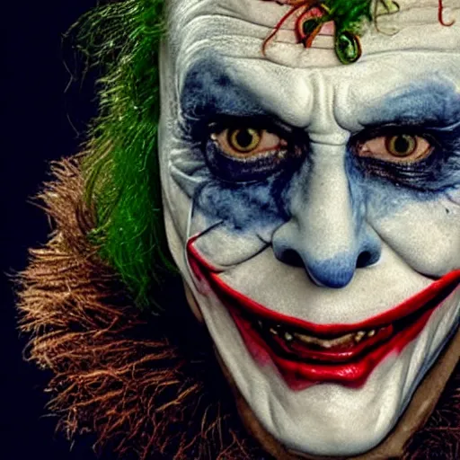 Image similar to giuseppe arcimboldo, the joker, new scifi movie, film still