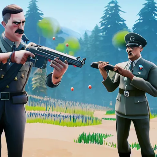 Image similar to adolf hitler in fortnite