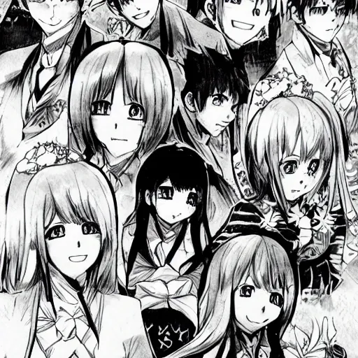 Image similar to Tragic final page of a popular manga, manga, drawn art, tragic