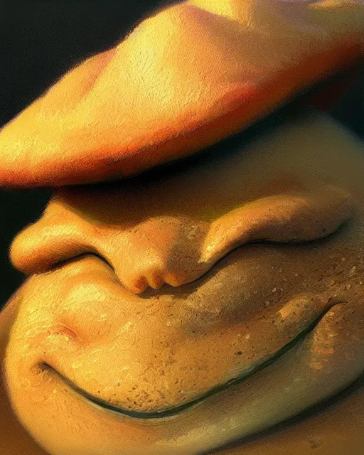 Prompt: hyper realistic oil painting of a fat toad in a wizard hat, vibrant colors, high contrast, by greg rutkowski, trending on artstation