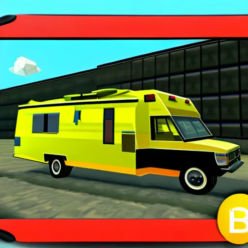 Prompt: breaking bad winnebago driving minigame, nintendo 6 4 screenshot, low poly, aliased