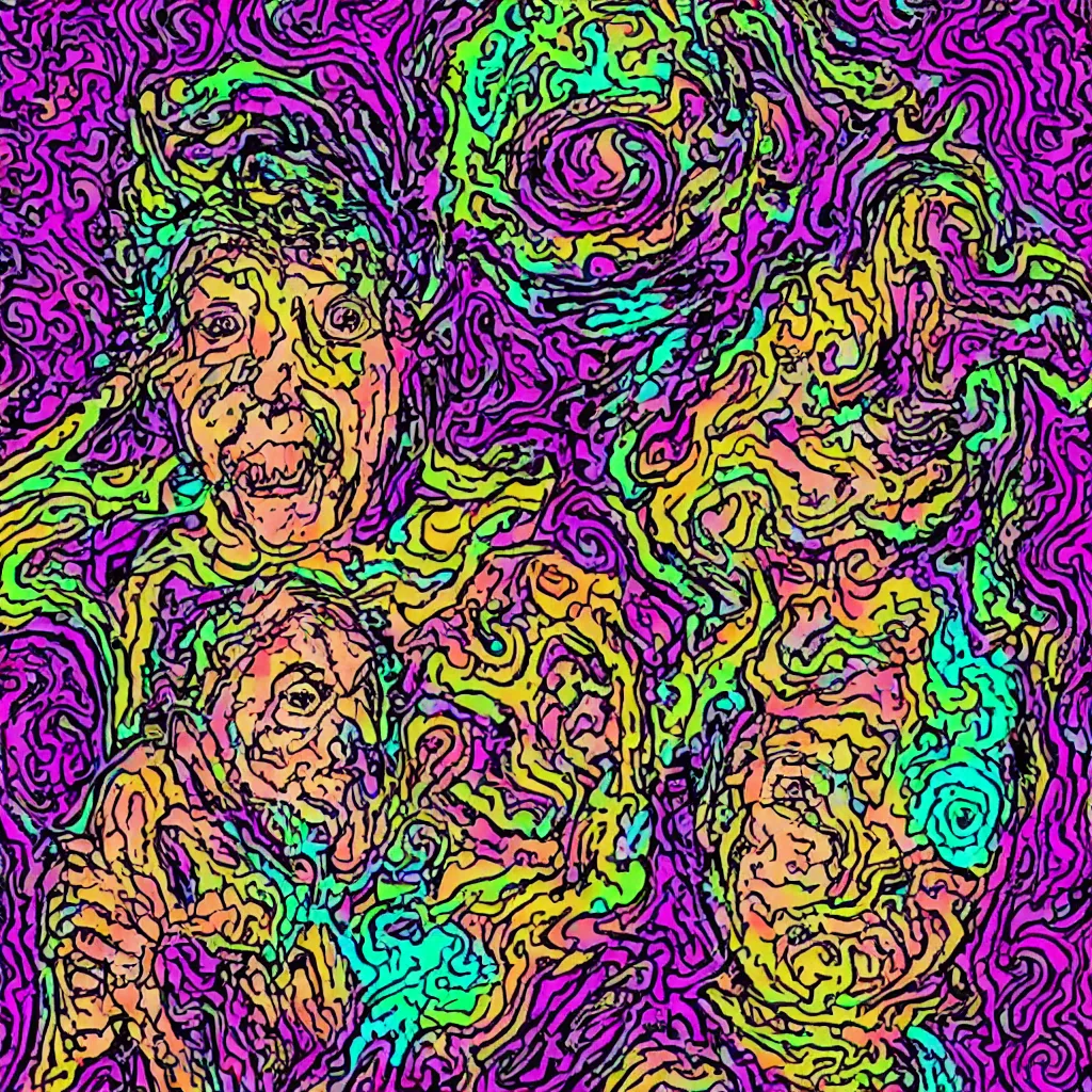 Prompt: psychedelic granny eating a bowl of eyes, salviadroid