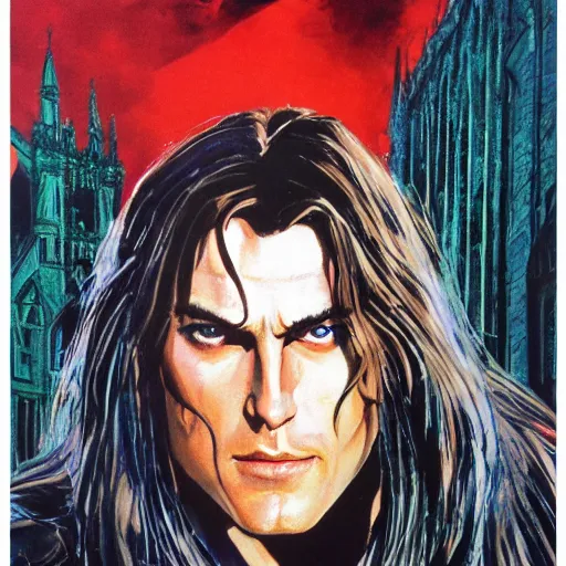 Prompt: photorealistic picture, by bob peak and alex ross, castlevania movie poster in 1 9 9 4, gouache and wash paints, fine details, fine intricate, fine facial proportionate, fine body proportionate, fine fix broken line, fine fix duplicate line, smooth focus, sharp details, bokeh, 4 k, 5 k extreme ly details