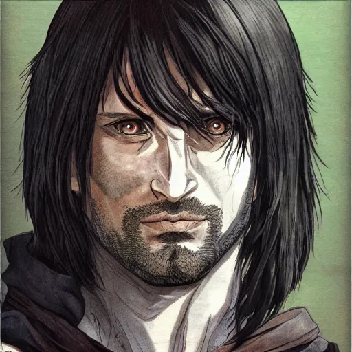 Image similar to aragorn in an anime world, incredibly detailed, ultra realistic