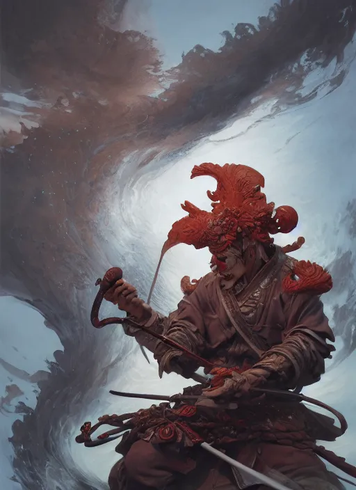 Prompt: subsurface scattering, white, koi, samurai deity, by jesper ejsing, james jean, justin gerard, tomasz alen kopera, cgsociety and fenghua zhong, highly detailed, rim light, cinematic lighting, illustration, art, octane render, very coherent, cinematic, hyper realism, high detail, 8 k