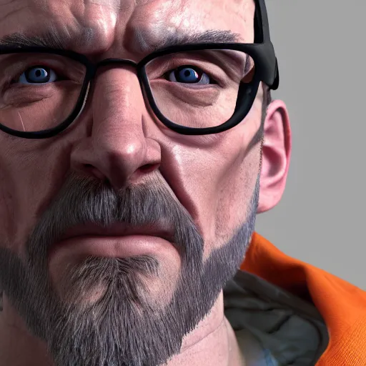 Image similar to gordon freeman portrait, v - ray, ray tracing, global illumination, octane render