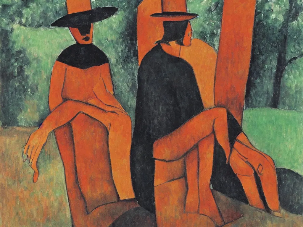 Prompt: Freddy Krueger,sitting alone in nature, painted by Amedeo Modigliani