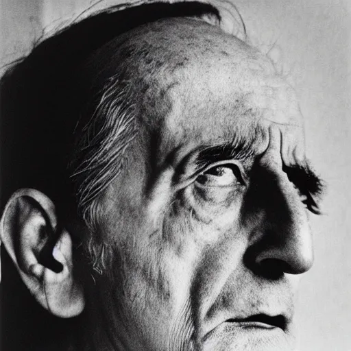 Prompt: a close - up mechanical portrait of marcel duchamp in the style of hito steyerl and richard avedon and irving penn