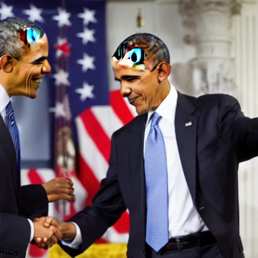 Prompt: obama dapping up captain falcon