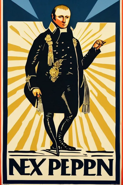 Image similar to Political poster representing a portrait en plein pied of Emperor Napoleon, by Shepard Fairey
