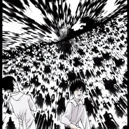 Image similar to manga of countless people falling from sky by junji ito