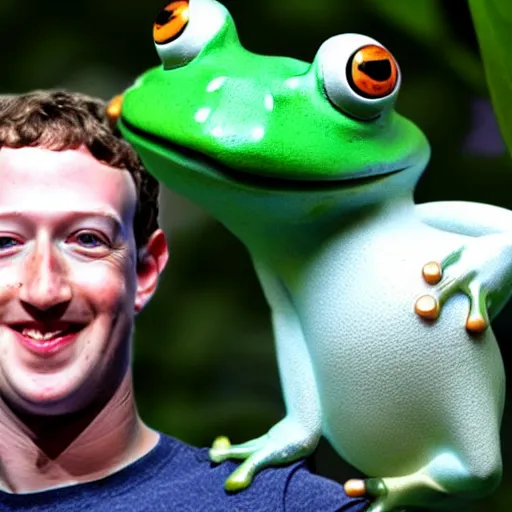 Image similar to mark zuckerberg holding a frog