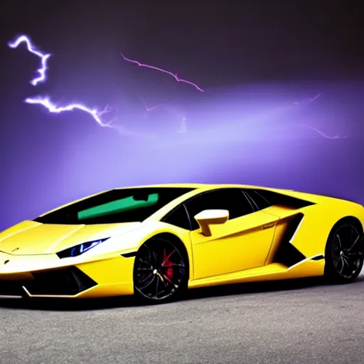 Image similar to lamborghini car, with lighting strikes around, x-ray colour way