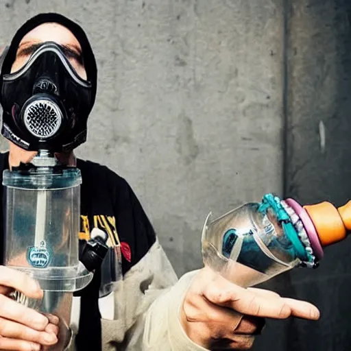 Prompt: gas mask bong