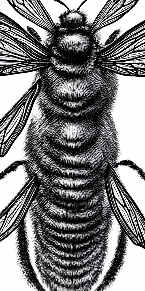 Image similar to hyper detailed ultra sharp of a beautiful bee. trending on artstation, golden, delicate, facing camera, hyper realism, 1 4 5 0, engraving, ultra realistic, 8 k