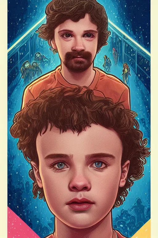 Image similar to portrait of eddie munson from season 4 of stranger things, 8k, rich vivid colors, cinematic lighting, digital art, illustration, french noveau, alphonse mucha, artstation