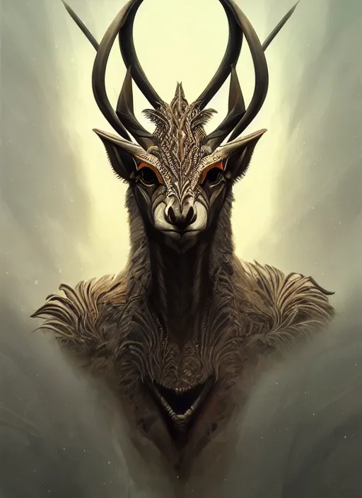 Image similar to anthropomorphic arrow head in edgy darkiron gazelle, intricate, elegant, highly detailed animal monster, digital painting, artstation, concept art, smooth, sharp focus, illustration, art by artgerm, dwayne barlowe, trending on artstation and greg rutkowski and alphonse mucha, 8 k