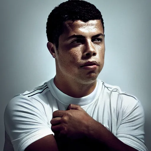 Image similar to ronaldo nazario fenomeno head and shoulders portrait photograph by martin schoeller