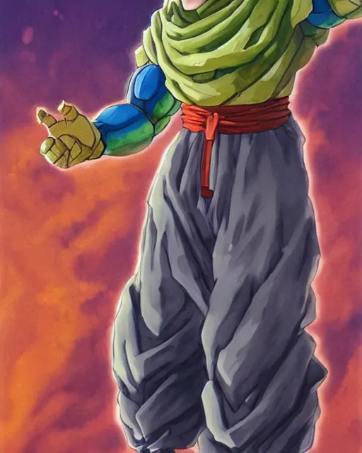 Image similar to a oil / watercolor painting full body character portrait of an old saiyan soldier powering up to protect his family in the style of moebius in the style of leonard boyarsky trending on artstation deviantart pinterest detailed photorealistic highlights and shadow hd 8 k post - processing high resolution