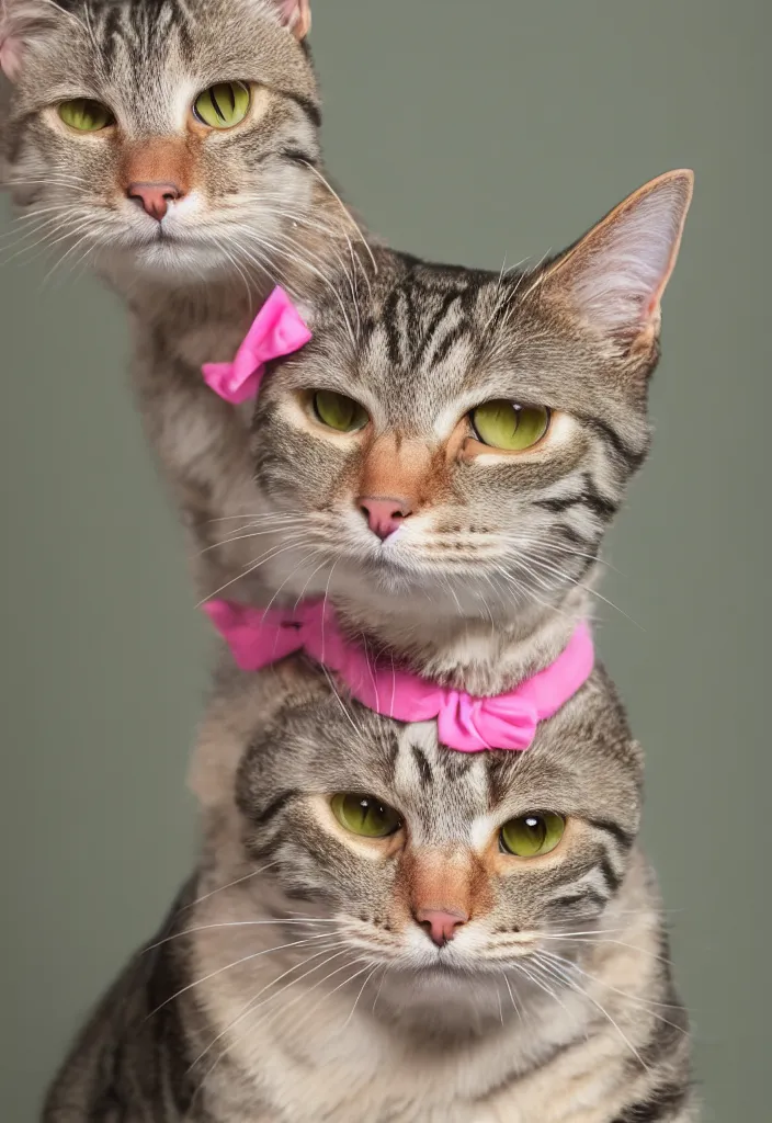 Image similar to portrait of a tabby ,wearing a pink tuxedo,Pixar style