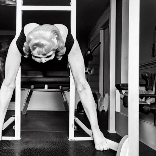 Prompt: muscular betty white bench pressing a house, strong, cinematic, working out