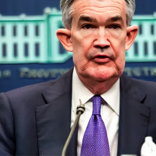 Prompt: jerome powell high as a kite