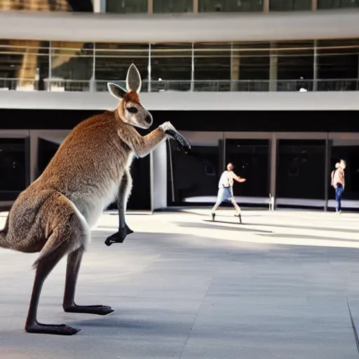 Image similar to kangaroo doing parkour at the adelaide festival center