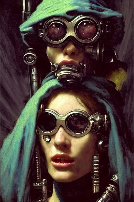 Prompt: full character portrait max mad cyberpunk warhammer 4 0 k, machinist tech priest berserker assassin wearing goggles not the girl with the pearl earring character design, painting by gaston bussiere, katsuya terada, nc wyeth, greg rutkowski, craig mullins, vermeer, frank frazetta, mucha, tom of finland, trending on artstation, jeffery catherine jones