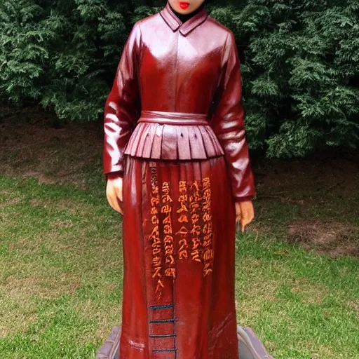 Image similar to museum girl statue monument made from chinese porcelain brush face hand painted with iron red dragons full - length very very detailed by rutkowski