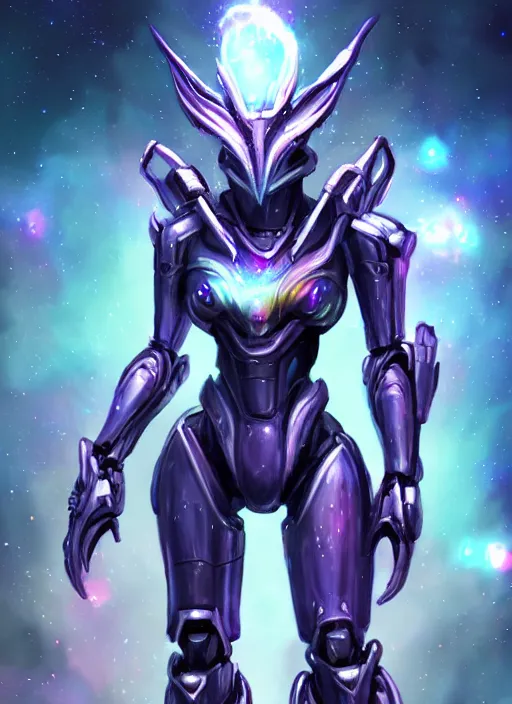 Image similar to cinematic shot, cosmic sized perfectly proportioned stunning beautiful hot anthropomorphic robot mecha female dragon, female dragon head, floating in empty space, nebula sized, larger than galaxies, holding a tiny galaxy, silver armor, epic proportions, epic size, epic scale, furry art, macro art, dragon art, giantess art, warframe fanart, furaffinity, deviantart