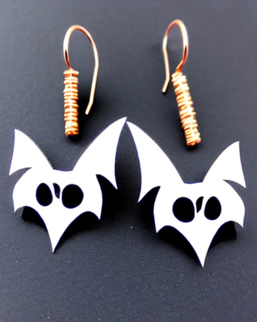 Image similar to spooky cartoon bat, 2 d lasercut earrings,