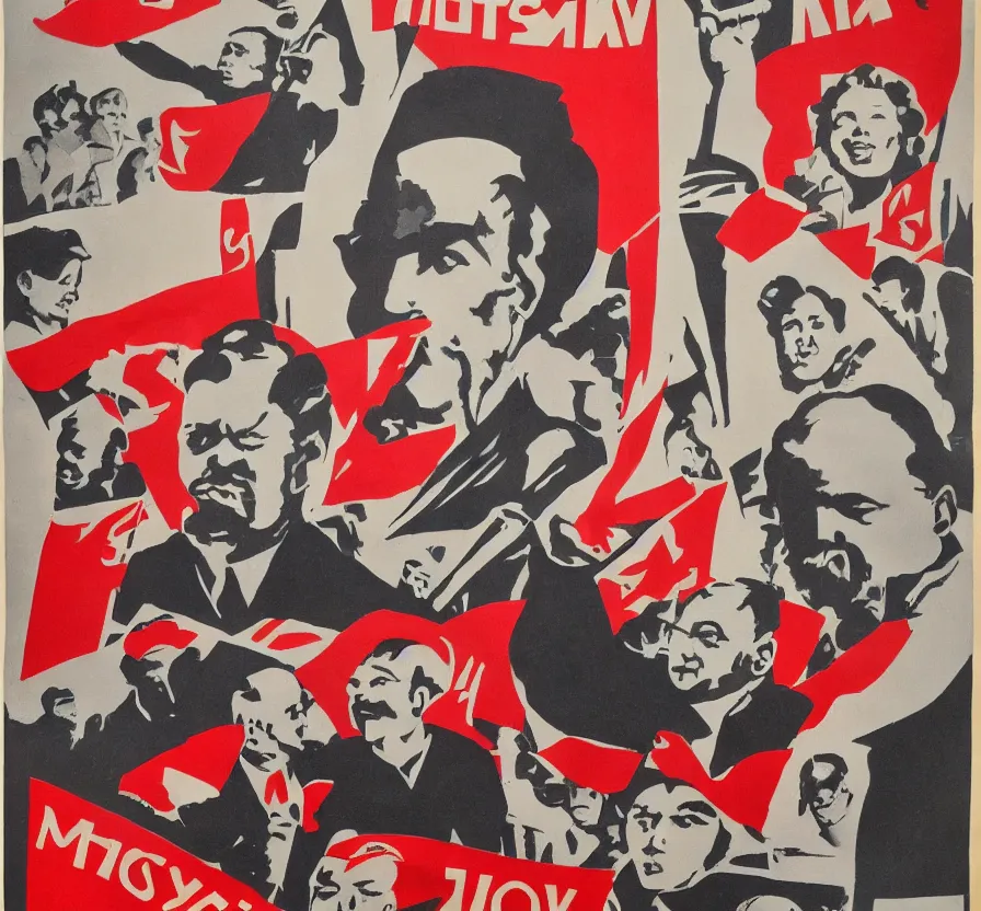 Image similar to propaganda poster revolution communist millie bobby brown high detail year 1 9 4 4 russian letters lenin
