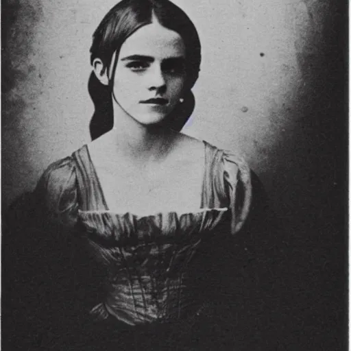 Image similar to A photo of Emma Watson. 1860s photograph