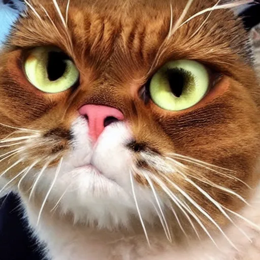Image similar to bald garfield in real life, photo