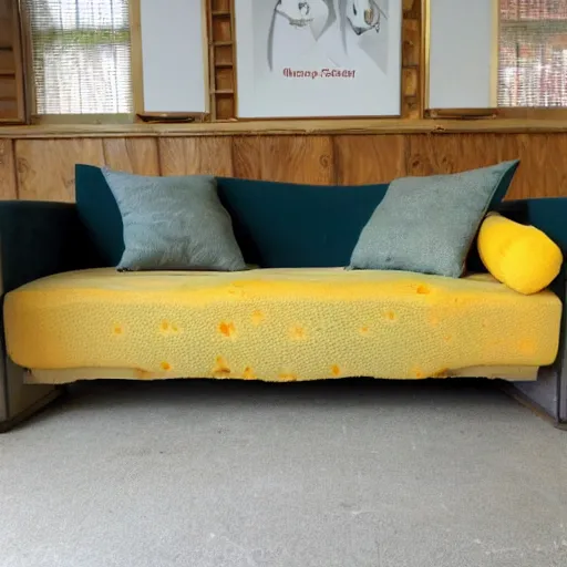 Image similar to sofa made from cheese with big holes