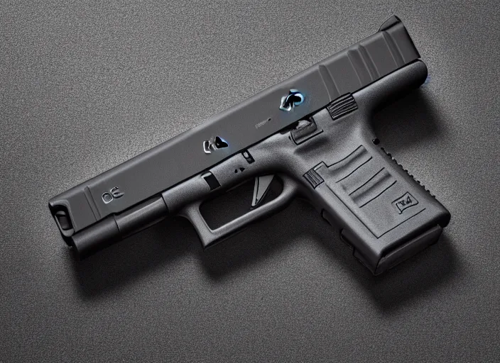 Image similar to A long shot Octane render of a Glock 18, 4k, ultra HD