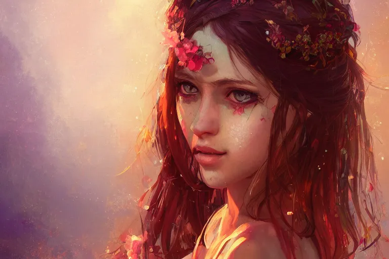 Image similar to a beautiful bohemian girl, portrait, intricate, highly detailed, digital painting, pixiv, artstation, official media, anime key visual, concept art, rich vivid colors, ambient lighting, sharp focus, illustration, art by wlop