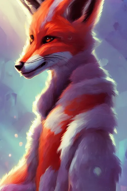 Image similar to a fox fursona, trending on artstation, by kawacy, furry art, digital art, cyberpunk, high quality, backlighting