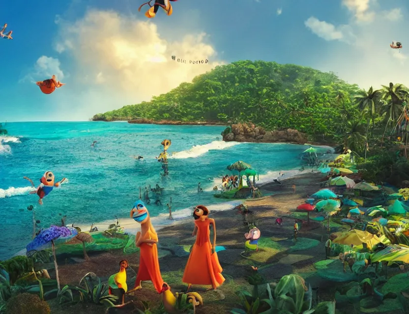 Image similar to a shot from upcoming pixar movie about Bali. Directed by oka. award winning photography