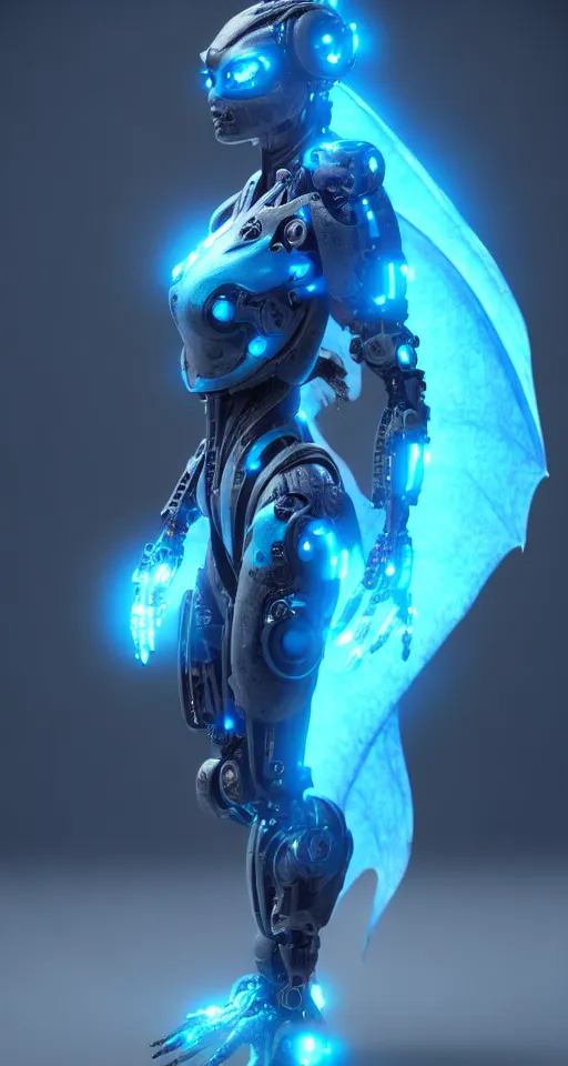 Image similar to beutiful girl cyborg a blue dragon scale, trending artstaition, unreal engine