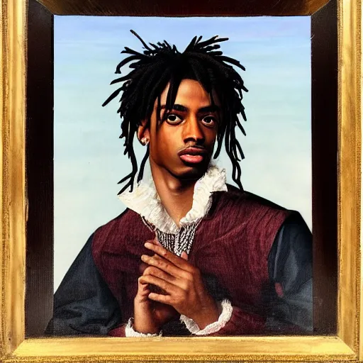 Prompt: a renaissance style portrait painting of playboi carti