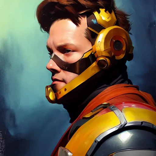 Image similar to greg manchess portrait painting of armored starlord as overwatch character, medium shot, asymmetrical, profile picture, organic painting, sunny day, matte painting, bold shapes, hard edges, street art, trending on artstation, by huang guangjian and gil elvgren and sachin teng